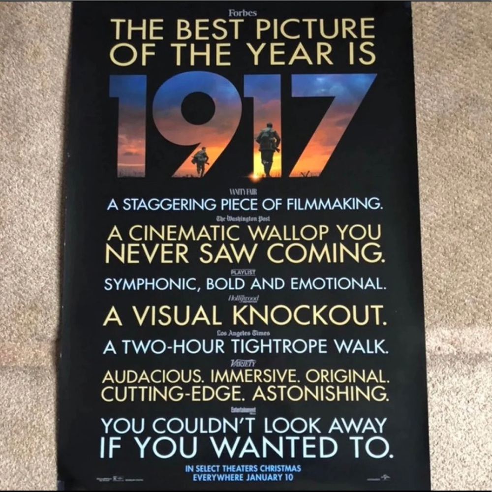 1917 Academy Award (2019) Theatrical Movie Poster